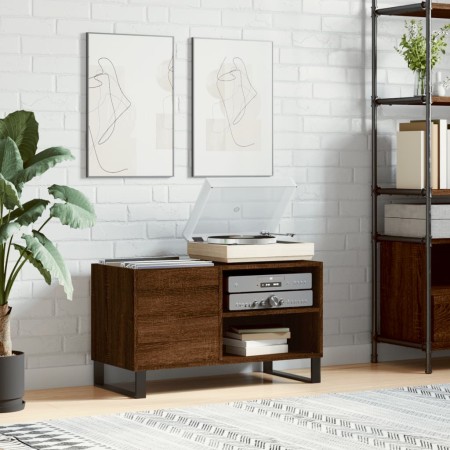 Mueble de discos madera de ingeniería marrón roble 85x38x48 cm