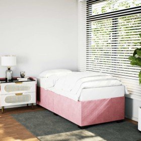 Estructura de cama sin colchón terciopelo rosa 90x190 cm Estructura de cama sin colchón terciopelo rosa 90x190 cm