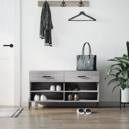 Sonoma gray engineered wood shoe bench 102x35x55 cm by vidaXL, Shoe racks and shoe organizers - Ref: Foro24-829754, Price: 59...