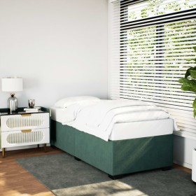 Estructura cama sin colchón terciopelo verde oscuro 100x200 cm