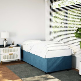 Estructura de cama de terciopelo azul 100x200 cm