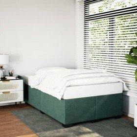 Estructura cama sin colchón terciopelo verde oscuro 120x190cm en Camas y somieres | Comprar online en Foro24