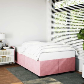Estructura de cama sin colchón terciopelo rosa 120x190 cm