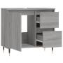 Armario de baño madera contrachapada gris Sonoma 65x33x60 cm