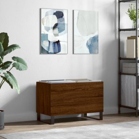 Mueble discos madera contrachapada roble marrón 74,5x38x48 cm