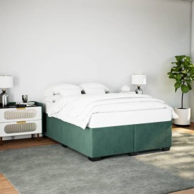 Estructura cama sin colchón terciopelo verde oscuro 140x190 cm