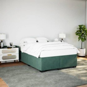 Estructura cama sin colchón terciopelo verde oscuro 140x200 cm en Camas y somieres | Comprar online en Foro24