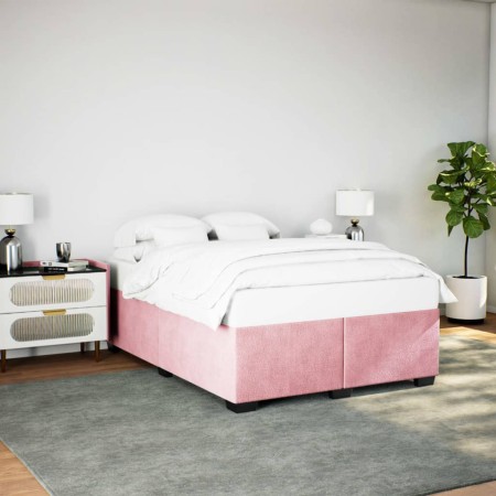 Estructura de cama sin colchón terciopelo rosa 140x200 cm en Camas y somieres | Comprar online en Foro24