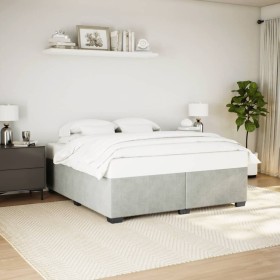 Estructura de cama sin colchón terciopelo gris claro 200x200 cm