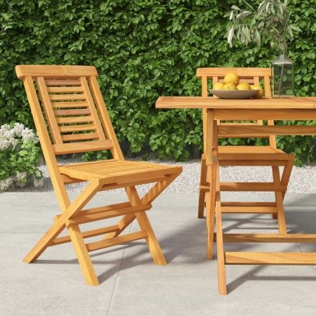 Klappbare Gartenstühle, 2 Stück, massives Teakholz, 47 x 63 x 90 cm von vidaXL, Gartenstühle - Ref: Foro24-362755, Preis: 179...