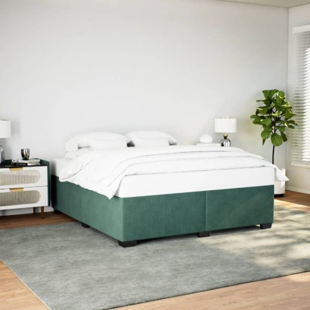 Estructura cama sin colchón terciopelo verde oscuro 200x200 cm