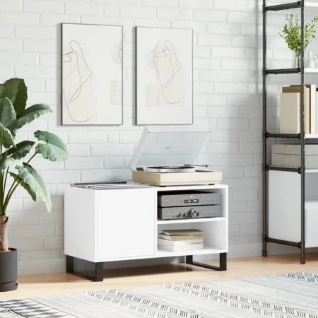 Engineered wood record storage unit in white, 85x38x48 cm by vidaXL, CD and DVD storage - Ref: Foro24-831708, Price: 53,75 €,...