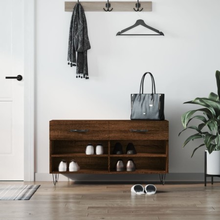 Shoe bench engineered wood oak brown 102x35x55 cm by vidaXL, Shoe racks and shoe organizers - Ref: Foro24-829739, Price: 51,9...