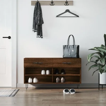 Shoe bench engineered wood oak brown 102x35x55 cm by vidaXL, Shoe racks and shoe organizers - Ref: Foro24-829739, Price: 51,9...