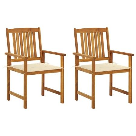 Gartenstühle mit Kissen 2 Einheiten aus massivem Akazienholz von vidaXL, Gartenstühle - Ref: Foro24-3061171, Preis: 155,38 €,...
