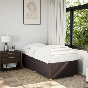 Estructura de cama sin colchón tela marrón oscuro 90x200 cm