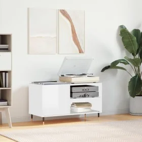 Glossy white engineered wood record cabinet 85x38x48 cm by vidaXL, CD and DVD storage - Ref: Foro24-831694, Price: 50,82 €, D...