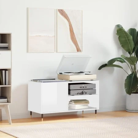 Glossy white engineered wood record cabinet 85x38x48 cm by vidaXL, CD and DVD storage - Ref: Foro24-831694, Price: 50,82 €, D...