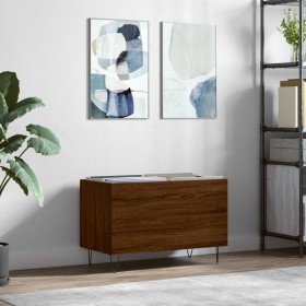 Mueble discos madera contrachapada roble marrón 74,5x38x48 cm