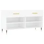 White engineered wood shoe bench 102x35x55 cm by vidaXL, Shoe racks and shoe organizers - Ref: Foro24-829716, Price: 56,46 €,...