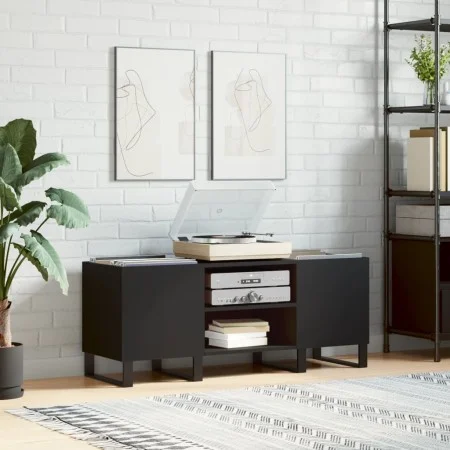 Black plywood record cabinet 121x38x48 cm by vidaXL, CD and DVD storage - Ref: Foro24-831685, Price: 82,59 €, Discount: %