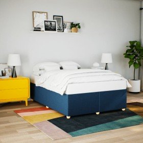 Cama sin colchón tela azul 140x200 cm en Camas y somieres | Comprar online en Foro24
