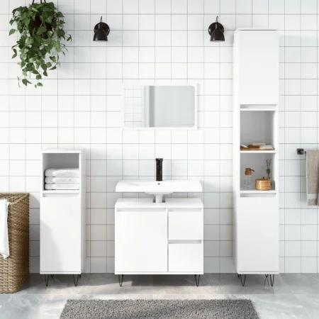 Badezimmerschrank Sperrholz glänzend weiß 65x33x60 cm von vidaXL, Badezimmerwaschtische - Ref: Foro24-831606, Preis: 111,79 €...