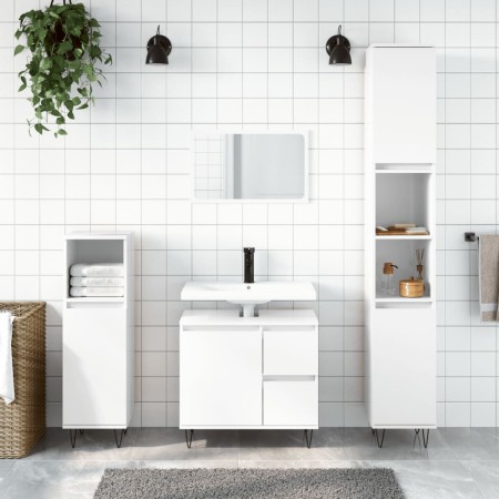 Badezimmerschrank Sperrholz glänzend weiß 65x33x60 cm von vidaXL, Badezimmerwaschtische - Ref: Foro24-831606, Preis: 114,22 €...