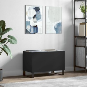 Mueble para discos madera contrachapada negro 74,5x38x48 cm