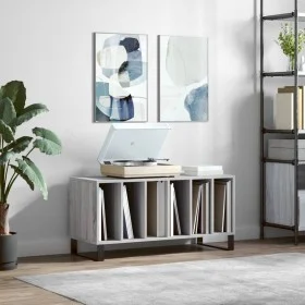 Plywood gray Sonoma record storage unit 100x38x48cm by vidaXL, CD and DVD storage - Ref: Foro24-831762, Price: 75,60 €, Disco...