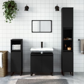 Engineered wood black bathroom cabinet 58x33x60 cm by vidaXL, bathroom vanities - Ref: Foro24-831589, Price: 55,10 €, Discoun...