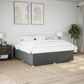 Cama sin colchón tela gris oscuro 200x200 cm