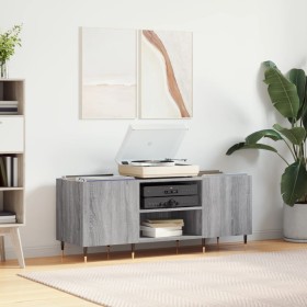 Sonoma gray plywood record cabinet 121x38x48cm by vidaXL, CD and DVD storage - Ref: Foro24-831674, Price: 76,97 €, Discount: %