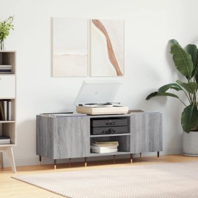 Mueble para discos madera contrachapada gris sonoma 121x38x48cm