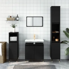 Black engineered wood bathroom cabinet 58x33x60 cm by vidaXL, bathroom vanities - Ref: Foro24-831573, Price: 47,95 €, Discoun...
