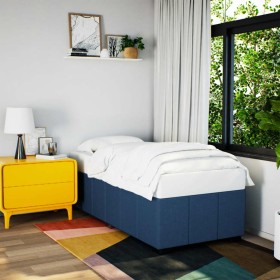 Estructura de cama sin colchón tela azul 80x200 cm