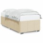 Estructura de cama sin colchón tela crema 90x190 cm