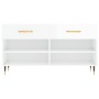 Banco zapatero madera de ingeniería blanco brillo 102x35x55 cm de vidaXL, Zapateros y organizadores de calzado - Ref: Foro24-...
