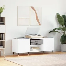 White plywood record cabinet 121x38x48 cm by vidaXL, CD and DVD storage - Ref: Foro24-831668, Price: 76,59 €, Discount: %