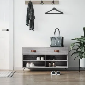 Sonoma gray engineered wood shoe bench 102x35x55 cm by vidaXL, Shoe racks and shoe organizers - Ref: Foro24-829714, Price: 54...