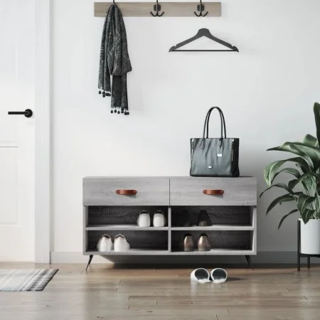 Sonoma gray engineered wood shoe bench 102x35x55 cm by vidaXL, Shoe racks and shoe organizers - Ref: Foro24-829714, Price: 54...