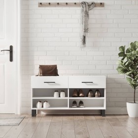 White engineered wood shoe bench 102x35x55 cm by vidaXL, Shoe racks and shoe organizers - Ref: Foro24-829764, Price: 62,10 €,...