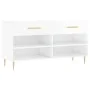 Glossy white engineered wood shoe bench 102x35x55 cm by vidaXL, Shoe racks and shoe organizers - Ref: Foro24-829726, Price: 5...