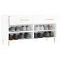 Glossy white engineered wood shoe bench 102x35x55 cm by vidaXL, Shoe racks and shoe organizers - Ref: Foro24-829726, Price: 5...