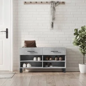 Banco zapatero madera de ingeniería gris hormigón 102x35x55 cm by vidaXL, Shoe racks and shoe organizers - Ref: Foro24-829768...