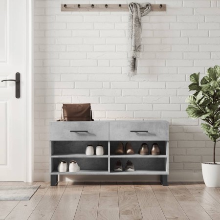 Banco zapatero madera de ingeniería gris hormigón 102x35x55 cm by vidaXL, Shoe racks and shoe organizers - Ref: Foro24-829768...