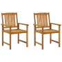 Gartenstühle 2 Einheiten aus massivem Akazienholz und Kissen von vidaXL, Gartenstühle - Ref: Foro24-3061167, Preis: 158,05 €,...