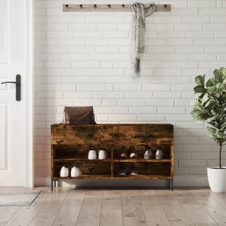 Schuhbank aus Holzwerkstoff, geräucherte Eiche, 102 x 35 x 55 cm von vidaXL, Schuhregale und Schuhorganisatoren - Ref: Foro24...