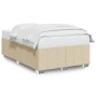 Estructura de cama sin colchón tela crema 120x190 cm