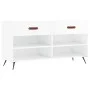 Engineered wood white gloss shoemaker bench 102x35x55 cm by vidaXL, Shoe racks and shoe organizers - Ref: Foro24-829710, Pric...